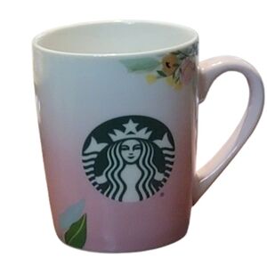 Starbucks 2020 10 oz "Thankful"  Pink Floral Coffee Mug Cup Mermaid Logo Garden